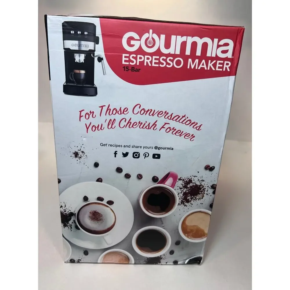 Gourmia Espresso Maker 15 Bar Pump Single Or Double Shots Model No. GCM4225 NEW